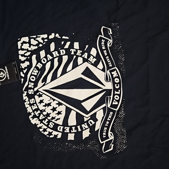 NWT Men's Volcom Long Sleeve "Olympic Snowboarding T-S". White/navy blue & Large - Picture 3 of 5